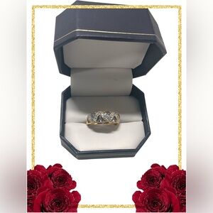 Gold and Silver Women's Ring with Intricate Design